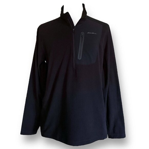 Eddie Bauer Mens First Ascent Cloud Layer Pro 1/4 Zip Pullover XLT Black Fleece - Picture 1 of 7